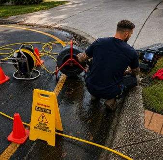 Burst drain pipe being repaired in Bondi